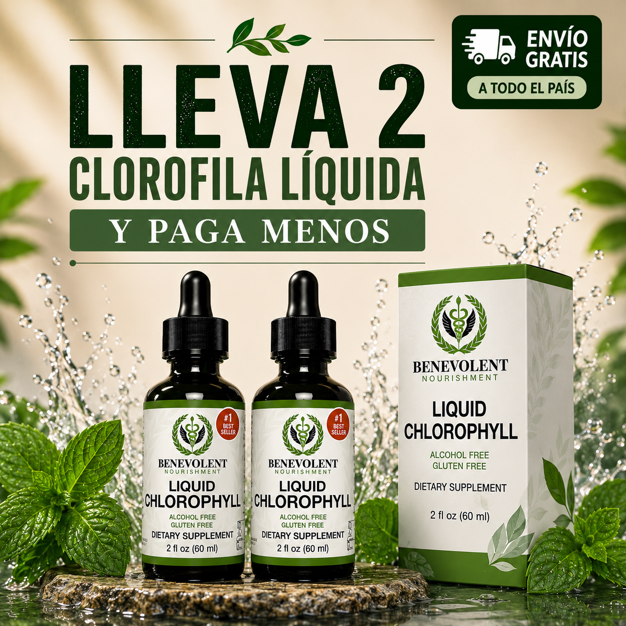 Clorofila Benevolent 100% Natural- Adelgaza y mejora tu salud digestiva