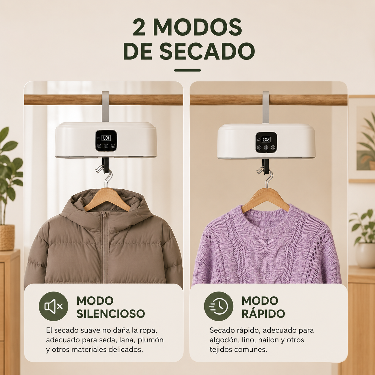 Secador de ropa portátil inteligente
