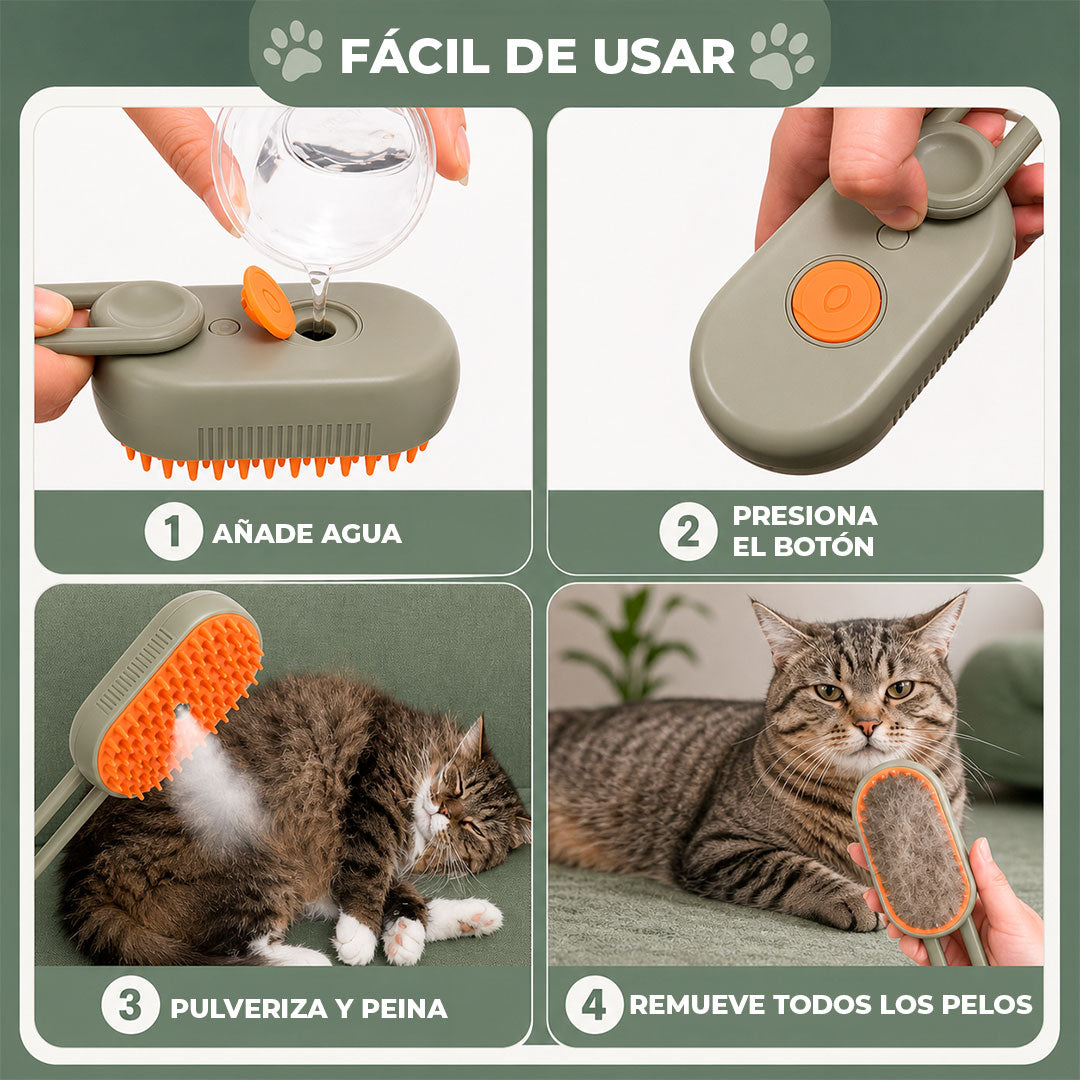 Cepillo Quitapelos a Vapor para Mascotas