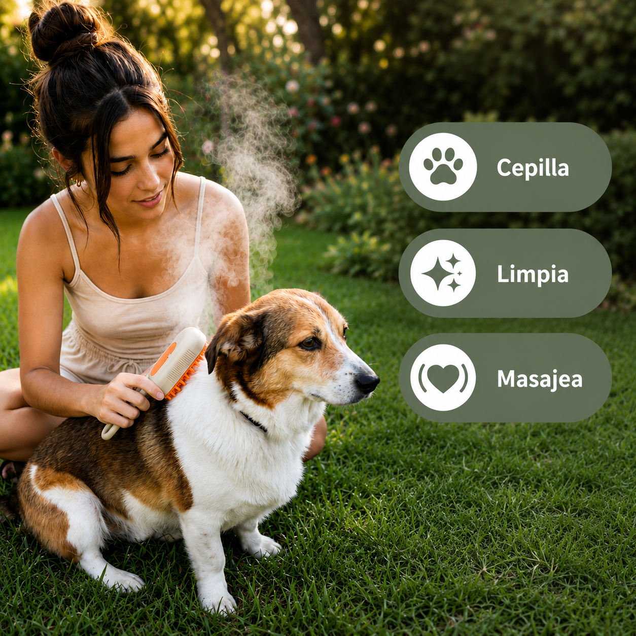 Cepillo Quitapelos a Vapor para Mascotas
