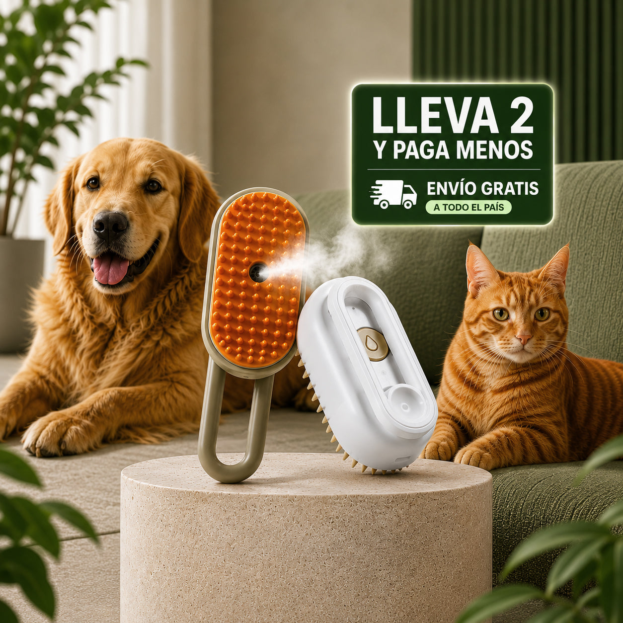 Cepillo Quitapelos a Vapor para Mascotas