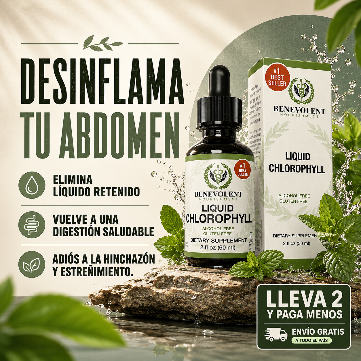 Clorofila Benevolent 100% Natural- Adelgaza y mejora tu salud digestiva