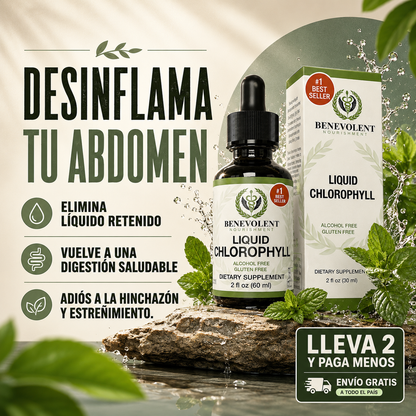 Clorofila Benevolent 100% Natural- Adelgaza y mejora tu salud digestiva